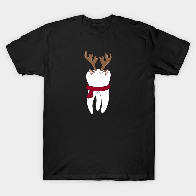 Tooth reindeer Christmas T-Shirt by Carries Design 